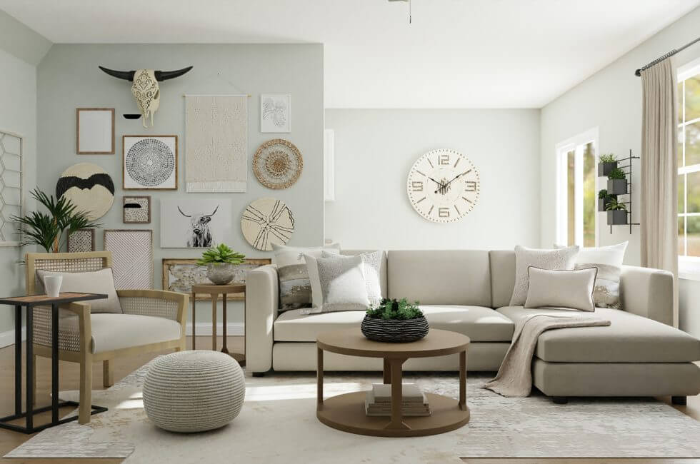 buy furniture in neutral palette for living room